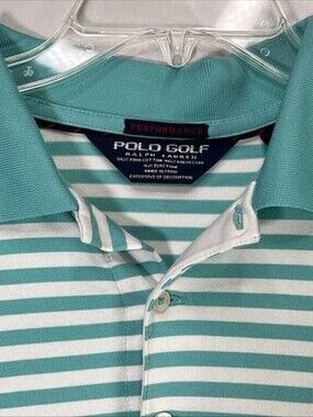 Polo Ralph Lauren Men's Performance Golf Shirt Mint Green Stripes Size L
